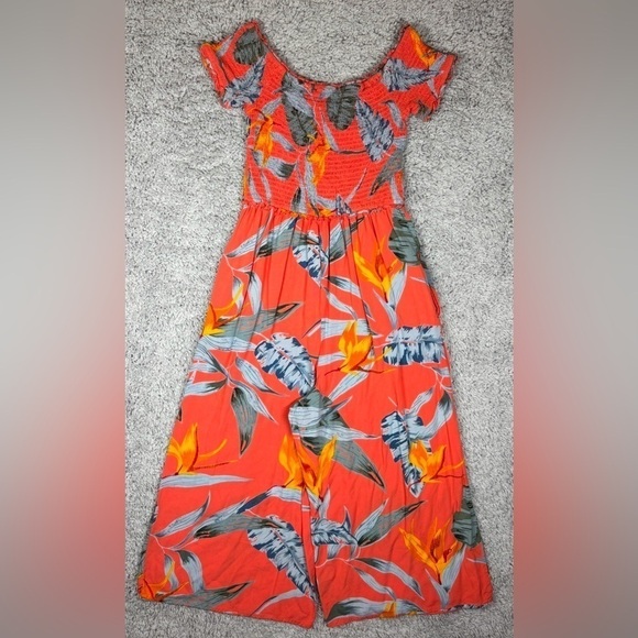 Patrons of Peace Jumpsuit Womens Extra Small Tropical Smocked Top Pockets Wide - Picture 5 of 5